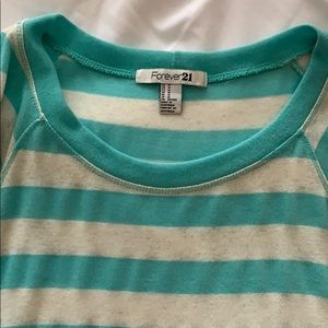 Forever 21 Turquoise and Cream Medium Sweater
